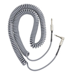 Fender Contour Coiled Instrument Cable  Guitar Accessories  Straight/Angle  Inca Silver  30 ft