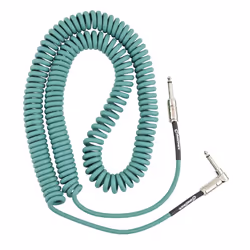 Fender Contour Coiled Instrument Cable  Guitar Accessories  Straight/Angle  Sherwood Green  30 ft