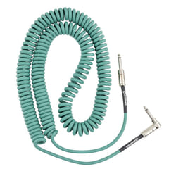 Fender Contour Coiled Instrument Cable  Guitar Accessories  Straight/Angle  Sherwood Green  30 ft