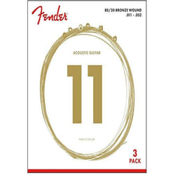 Fender 80/20 Bronze Acoustic Strings  Ball End  70CL .011-.052 Guages  3-Pack