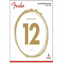 Fender 80/20 Bronze Acousitc Guitar Strings Ball End 70L .012-.052 3-Pack