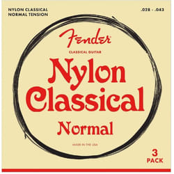 Fender Nylon Acoustic Strings  100 Clear/Silver  Tie End  .028-.043  3-Pack