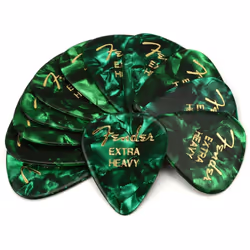 Fender Premium Celluloid Guitar Picks 351 Shape Green Moto Extra Heavy 12-Pack