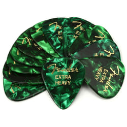 Fender Premium Celluloid Guitar Picks 351 Shape  Green Moto  Extra Heavy  12-Pack