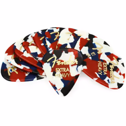 Fender Classic Celluloid Guitar Picks 351 Shape  Confetti  Extra Heavy  12-Pack