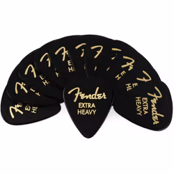 Fender Classic Celluloid Guitar Picks 351 Shape  Black  Extra Heavy  12-Pack