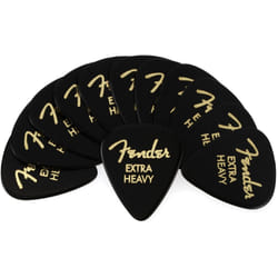 Fender Classic Celluloid Guitar Picks 351 Shape  Black  Extra Heavy  12-Pack