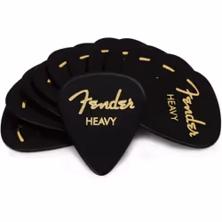 Fender Classic Celluloid Guitar Picks 351 Shape Black Heavy 12-Pack