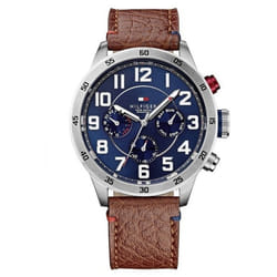Tommy Hilfiger Men's 1791066 Stainless Steel Watch with Brown Leather Band UK