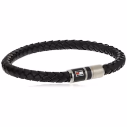 Tommy Hilfiger Men's Jewelry Braided Leather Bracelet  Color: Black (Model: 2790293)