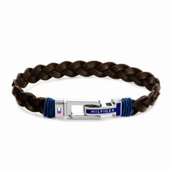 Tommy Hilfiger Men's Jewelry Flat Braided Leather Bracelet