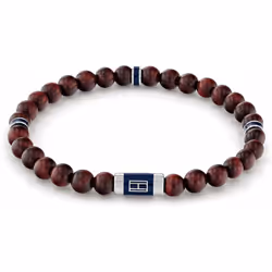 Tommy Hilfiger Men's Jewelry Wood Beaded Bracelet Color: Brown (Model: 2790324)