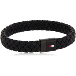 Tommy Hilfiger Men's Jewelry Round Braided Leather Bracelet Color: Black (Model: 2790331)