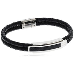 Tommy Hilfiger Men's Jewelry Carbon Fiber Leather Bracelet Color: Black (Model: 2790357)