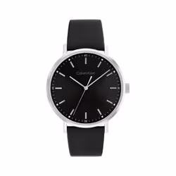 Calvin Klein Men's Quartz Stainless Steel and Leather Strap Watch  Color: Black (Model: 25200050)