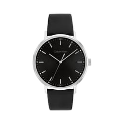 Calvin Klein Men's Quartz Stainless Steel and Leather Strap Watch  Color: Black (Model: 25200050)