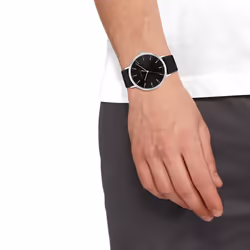 Calvin Klein Men's Quartz Stainless Steel and Leather Strap Watch  Color: Black (Model: 25200050)