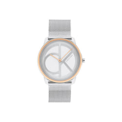 Calvin Klein Iconic Two Tone Carnation Gold IP 35 MM Case Watch with TT Mesh Bracelet (Model: 25200033)
