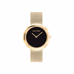 Calvin Klein Women's Quartz Gold Plated Case and Mesh Bracelet Watch Color: Gold Plated (Model: 25200012)