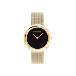Calvin Klein Women's Quartz Gold Plated Case and Mesh Bracelet Watch  Color: Gold Plated (Model: 25200012)