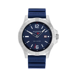 Tommy Hilfiger Men's Quartz Stainless Steel and Silicone Strap Watch  Color: Blue (Model: 1791991)