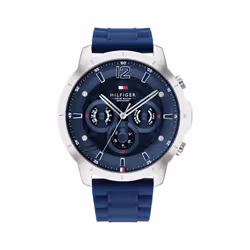 Tommy Hilfiger Men's Stainless Steel Case and Silicone Strap Watch  Co