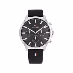 Tommy Hilfiger 1710495 Men's Stainless Steel Case and Leather Strap Watch Color: Black