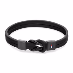Tommy Hilfiger Men's Jewelry Ionic Plated Black Steel and Black Leather Bracelet  Color: Black (Model: 2790442)