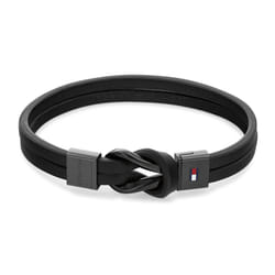 Tommy Hilfiger Men's Jewelry Ionic Plated Black Steel and Black Leather Bracelet  Color: Black (Model: 2790442)