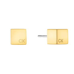 Calvin Klein Jewelry Women's Sculpted Cube Stud Earrings Color: Yellow Gold (Model: 35000246)