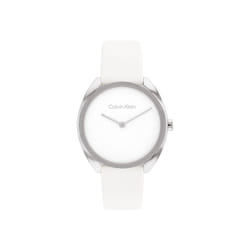 Calvin Klein Women's Quartz 25200274 Stainless Steel and Leather Strap Watch  Color: White