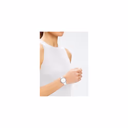 Calvin Klein Women's Quartz 25200274 Stainless Steel and Leather Strap Watch  Color: White
