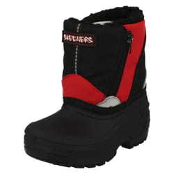 ) Boys Skechers Mor-Tex Water Resistant Boots Carbuncle 96061N - UK 5 Infant, Black/Red (Black