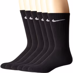 NIKE Unisex Performance Cushion Crew Socks with Band (6 Pairs) Black/White Large