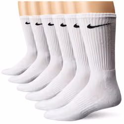 NIKE Unisex Performance cushion crew Socks with Band (6 Pairs)  WhiteB