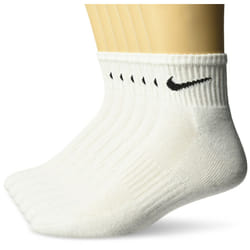 NIKE Unisex Performance Cushion Quarter Socks with Band (6 Pairs)  Whi