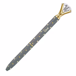 Ballpoint Pens Retractable Metallic Gold and Gray Polka Dot Gem Top Love Ballpoint Ink Pens  Pack of 2  5 1/2 Inch