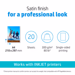 HP Premium Plus Photo Paper, Satin, 300 g/m2, A4 (210 x 297 mm), 20 sheets - Additional view 4
