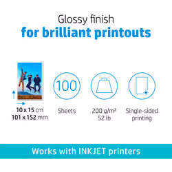 HP Everyday Photo Paper, Glossy, 200 g/m2, 10 x 15 cm (101 x 152 mm), 100 sheets - Additional view 6