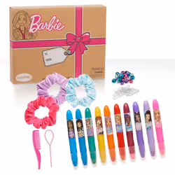 Barbie Deluxe Hair Chalk Salon Set 75-Piece Hair Accessories Set for Girls Includes Scrunchies Hair Beads and Tool