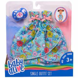Baby Alive Single Outfit Set for Baby Dolls Doll Sold Separately  Teal and Floral Print Blouse and Play Pacifier  Kids Toys for Ages 3 Up by Just Play