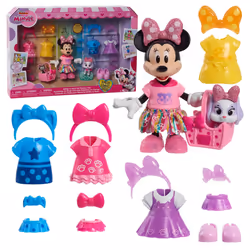 Just Play Disney Junior Minnie Mouse Glitter and Glam Pet Fashion Set 23-piece Doll and Accessories Officially Licensed Kid ...