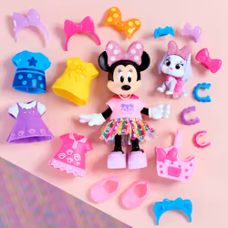 Just Play Disney Junior Minnie Mouse Glitter and Glam Pet Fashion Set  23-piece Doll and Accessories  Officially Licensed Kids Toys for Ages 3 Up