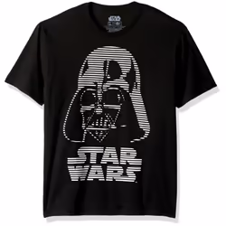 STAR WARS Men's Darth Vader Helmet Logo Lines T-Shirt Black Large