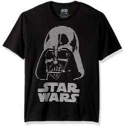 STAR WARS Men's Darth Vader Helmet Logo Lines T-Shirt  Black  Large