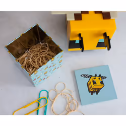 Minecraft Bee Pattern 4-Inch Tin Storage Box Cube Organizer with Lid | Basket Container  Cubby Cube Closet Organizer  Home Decor Playroom Accessories