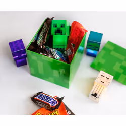 Minecraft Creeper 4-Inch Tin Storage Box Cube Organizer with Lid | Basket Container  Cubby Cube Closet Organizer  Home Decor Playroom Accessories | Vi