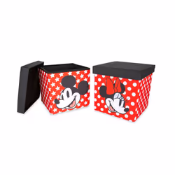 Disney Mickey & Minnie 15-Inch Storage Bin Cube Organizers with Lids Set of 2 | Fabric Basket Container Cubby Cube Closet O ...