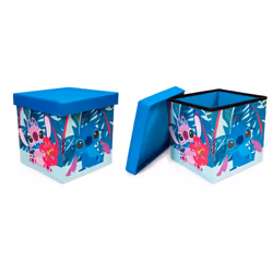 Disney Lilo & Stitch Characters Stitch and Angel 15-Inch Storage Bin Cube Organizers with Lids Set of 2 | Fabric Basket Cont ...