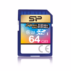 Silicon Power SDXC 64GB, 64 GB, SDXC, 90 MB/s, 45 MB/s, Blue